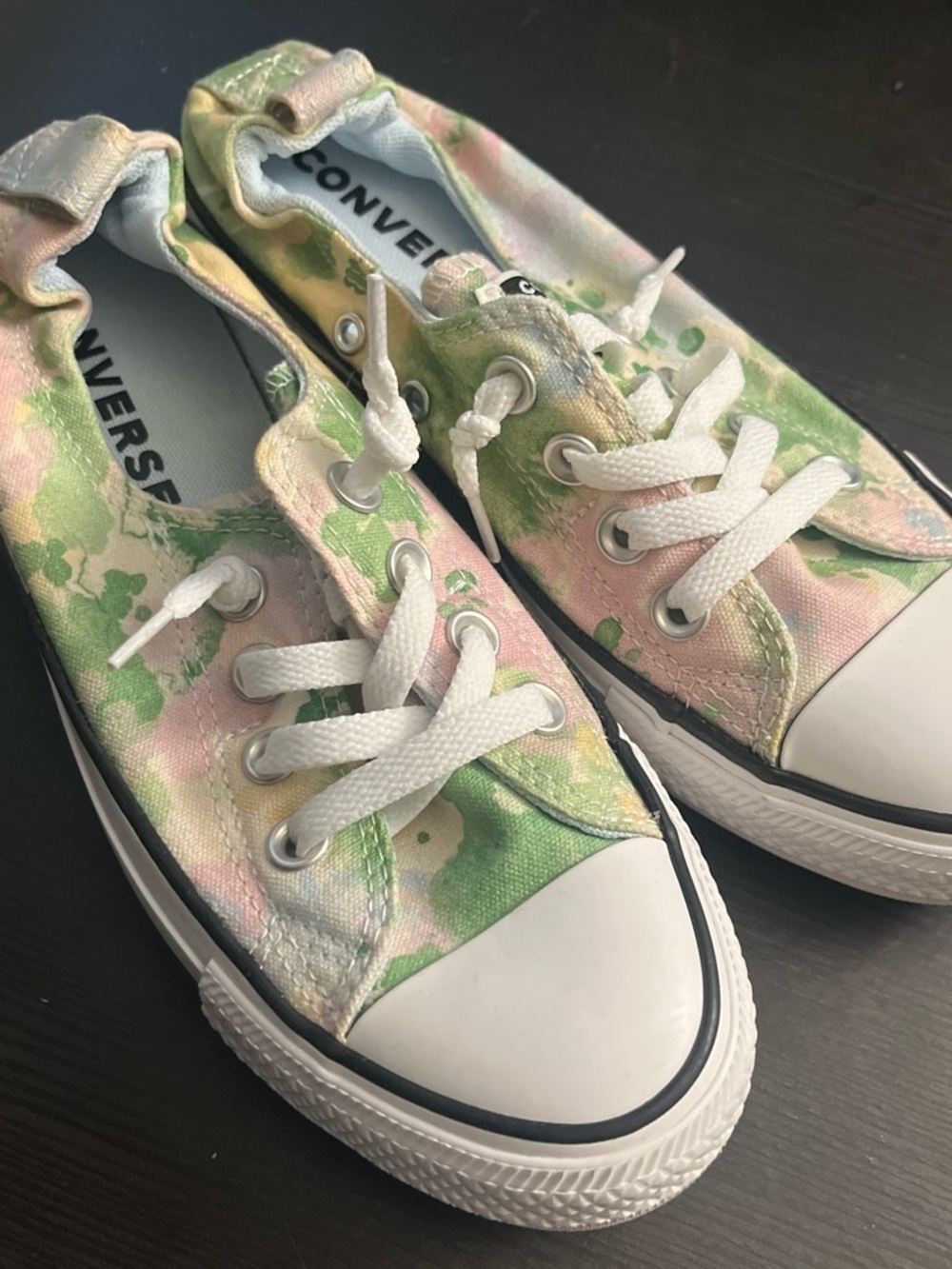 Converse Kids Tie-Dye Low Top Sneakers in Pastel Pink & Green